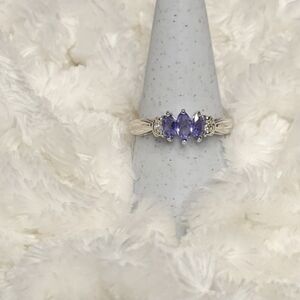 Elegant 10K White Gold Tanzanite & Diamond Accent Ring